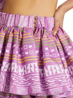 Geometric-Print Ruffle Skirt