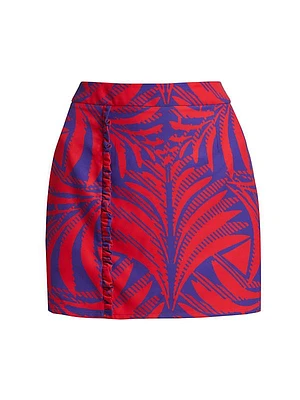 Leaf-Print Pencil Skirt