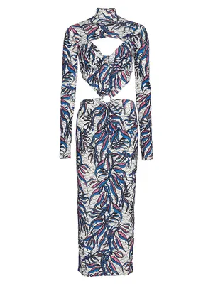 Printed Cut-Out Maxi Dress