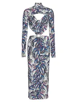 Printed Cut-Out Maxi Dress