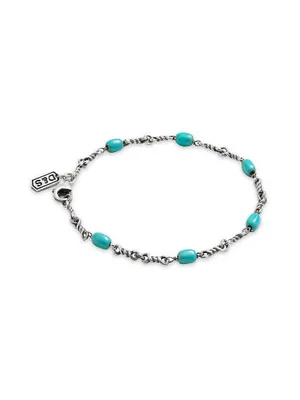 Sterling Silver & Turquoise Twisted Cable Chain Bracelet
