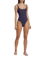 Asia Low-Back Roundneck One-Piece Swimsuit