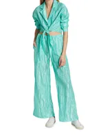 Crinkled Taffeta Pants