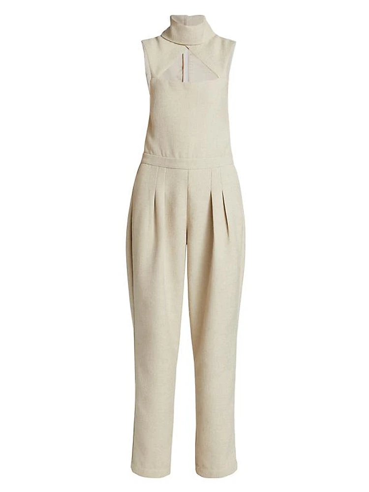 Cut-Out Sleeveless Turtleneck Jumpsuit