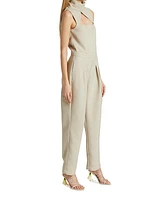 Cut-Out Sleeveless Turtleneck Jumpsuit