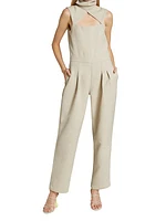 Cut-Out Sleeveless Turtleneck Jumpsuit