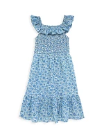 Little Girl's & Ida Print Smocked Dress