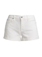 Low-Rise Stretch Denim Rolled Shorts