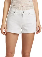 Low-Rise Stretch Denim Rolled Shorts