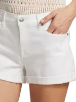 Low-Rise Stretch Denim Rolled Shorts