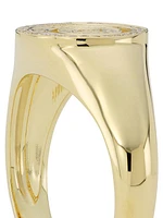 14K Yellow Gold & Diamond Spiral Signet Ring