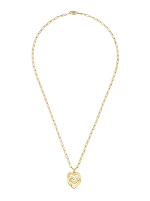 Double Coeurs 18K Yellow Gold Pendant Necklace