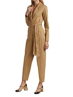 Blakely Tie-Waist Cotton Twill Jumpsuit