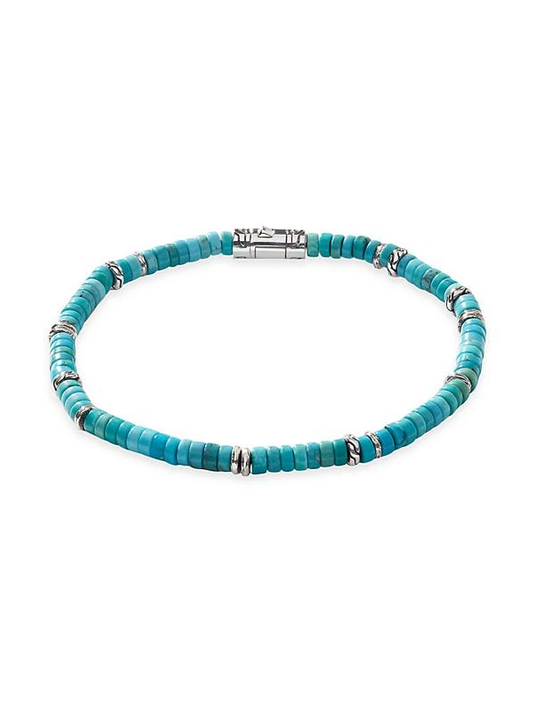 Sterling Silver & Turquoise Heishi Beaded Bracelet