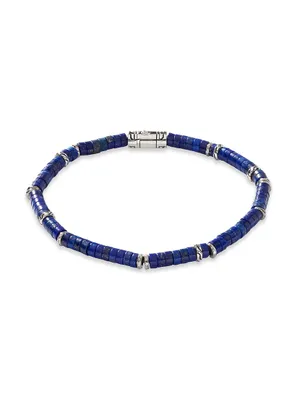 Sterling Silver & Lapis Lazuli Heishi Beaded Bracelet