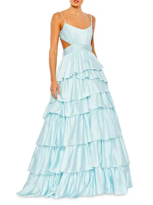 Tiered Cut-Out Ball Gown