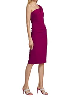 Crepe One-Shoulder Cocktail Dress