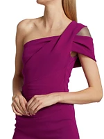 Crepe One-Shoulder Cocktail Dress