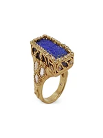 Antiquity 20K Yellow Gold, Diamonds & Lapis Lazuli Statement Ring