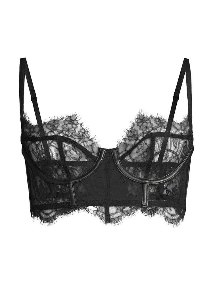 Lace & Leather Balconette Bra