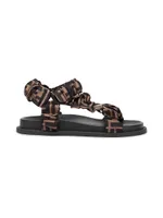 FF Monogram Satin Ruched Sport Sandals