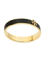 Kira 18K-Gold-Plated & Enamel Medium Hinged Bangle