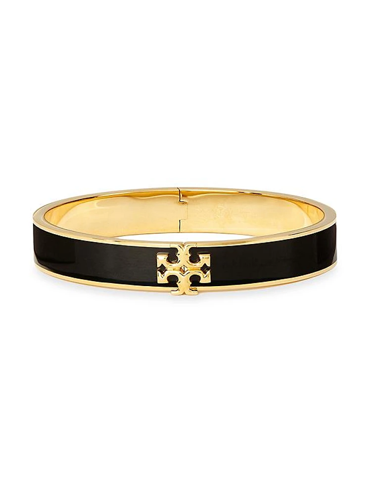 Kira 18K-Gold-Plated & Enamel Medium Hinged Bangle