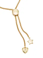 Kira 18K-Gold-Plated, Leather, & Enamel Logo Charm Bracelet