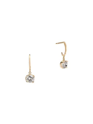 14K Yellow Gold & Diamond Drop Earrings