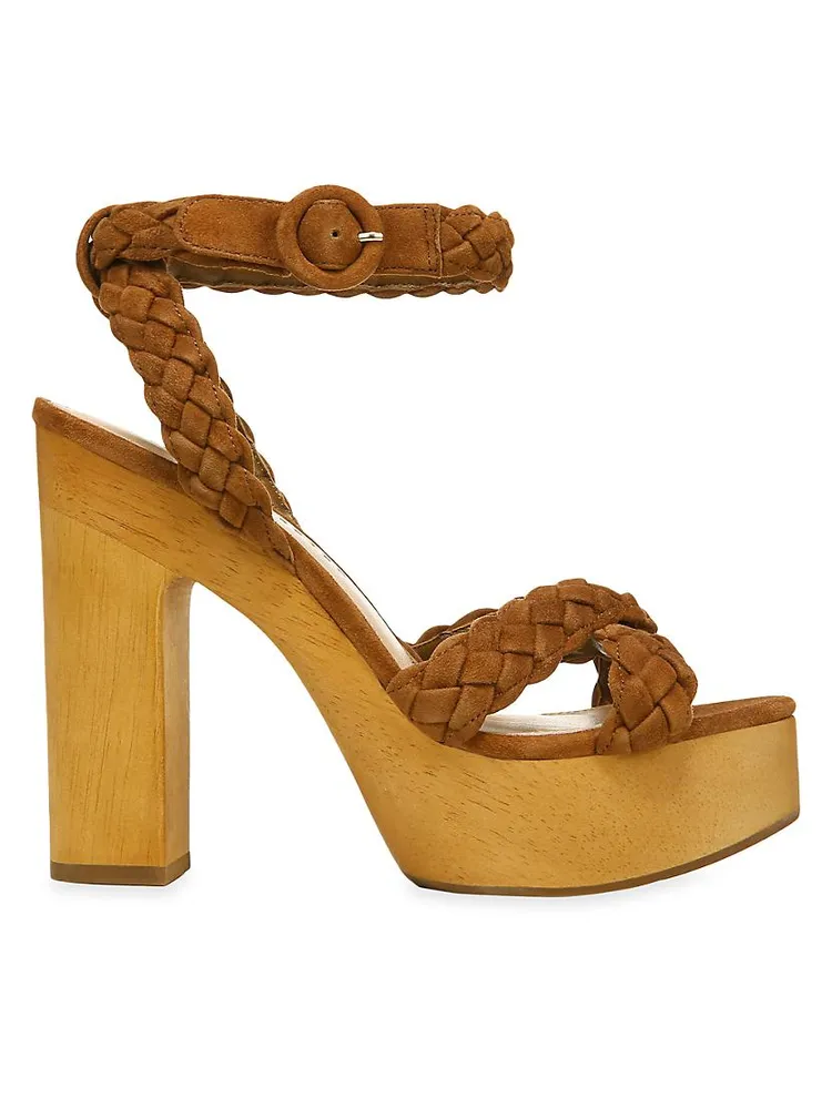 Gael Suede Braided Ankle-Strap Platform Sandals