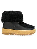 Sonia Shearling-Trimmed Leather Booties