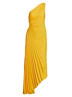 Delfina Pleated One-Shoulder Gown