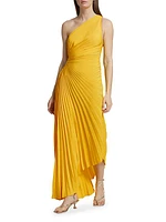 Delfina Pleated One-Shoulder Gown