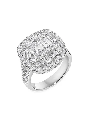 14K White Gold & 2.20 TCW Diamond Cushion Ring