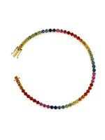 14K Yellow Gold & Rainbow Sapphire Tennis Bracelet