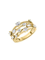 14K Yellow Gold & 0.84 TCW Diamond Multi-Band Ring