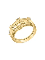 14K Yellow Gold & 0.84 TCW Diamond Multi-Band Ring