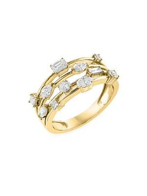 14K Yellow Gold & 0.84 TCW Diamond Multi-Band Ring