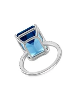 14K White Gold, Diamond & London Blue Topaz Ring