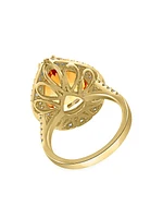 14K Gold, Diamond & Citrine Cocktail Ring