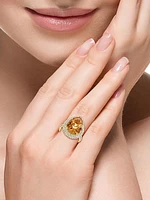 14K Gold, Diamond & Citrine Cocktail Ring