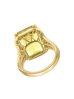 14K Yellow Gold, Diamond & Lemon Quartz Ring