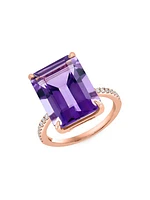 14K Rose Gold, Diamond & Amethyst Ring