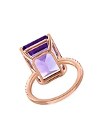 14K Rose Gold, Diamond & Amethyst Ring