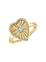 14K Yellow Gold & 0.21 TCW Diamond Heart Ring