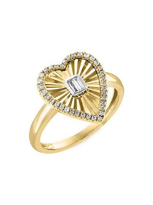 14K Yellow Gold & 0.21 TCW Diamond Heart Ring