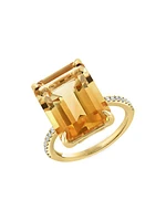 14K Yellow Gold, Diamond & Citrine Ring