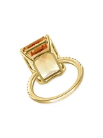 14K Yellow Gold, Diamond & Citrine Ring