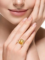 14K Yellow Gold, Diamond & Citrine Ring