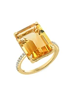 14K Yellow Gold, Diamond & Citrine Ring